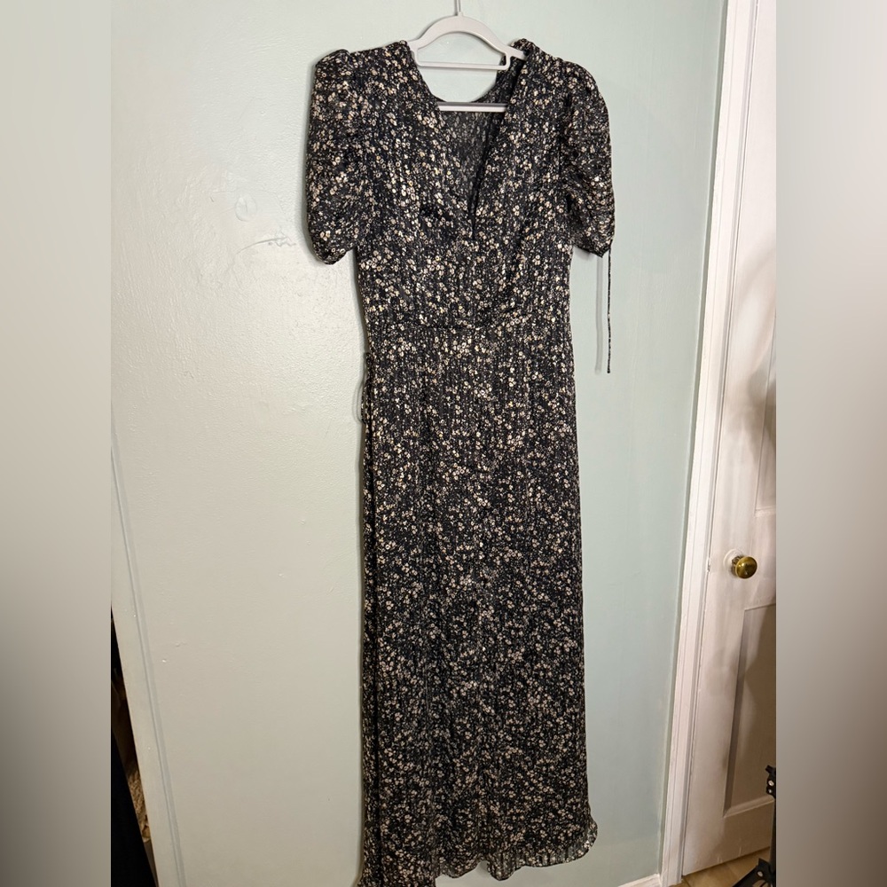 NWT ML MONIQUE LHUILLIER Floral Maxi Dress In Black‎ - Picture 6 of 11